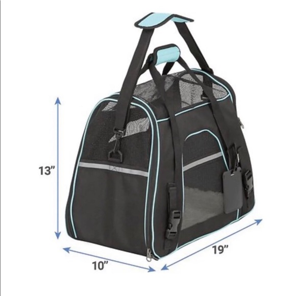 Frisco Basic Pet Carrier Bag Black with Turquoise Trim Black Sz. Med-Lg - Picture 9 of 9